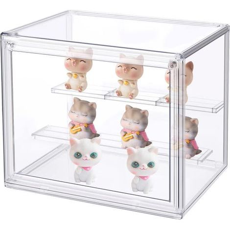 Vitrine en Acrylique Transparente Acrylique Vitrine - empilable avec Porte magnétique Boîte de Présentation pour Figurines Pop modèles DIY et Objets de Collection 27×22×13cm (1/5)