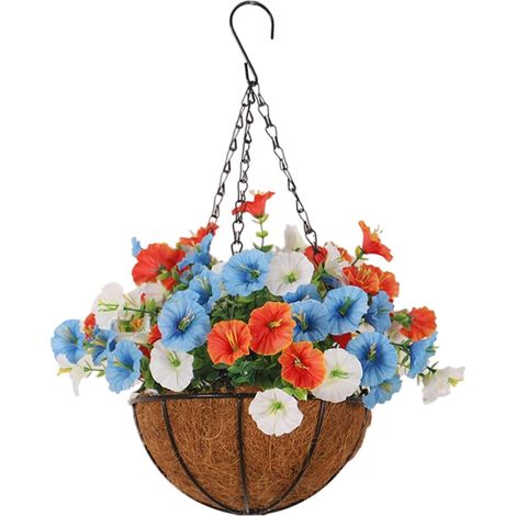Fleurs Artificielles Résistante Aux UV Et Intempéries, Ne Décolore Pas Panier De Fleurs Réalistes Pour Porche Patio Porte D'Entrée Maison Cuisine Chambre Salon (1/5)