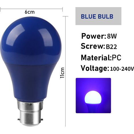 Ampoules LED B22 bleues (lot de 10) pour éclairage de scène, couleur, sans scintillement. (1/2)