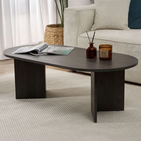 Mesa de Centro Porcari, Forma Rectangular, Tablero de Madera Noble, Color Negro, 119x60x40h cm Negro (1/5)