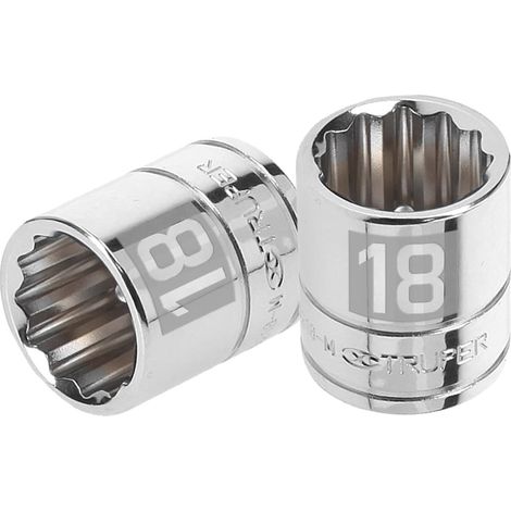 Llave vaso bihexagonal, cuadro 3/8" - 18 mm