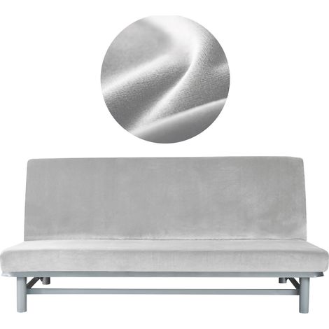 Funda para sofá cama de 190-210 cm, terciopelo gris claro. (1/5)