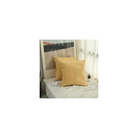 (Jaune Citron) Housse de Coussin lot de 2 housse de coussin en velours 45x45 cm, housse de coussin de canapé en velours côtelé
