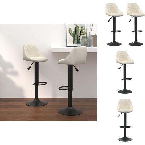 Barhocker - Living Barhocker 2 Stk. Creme Samt (1/5)