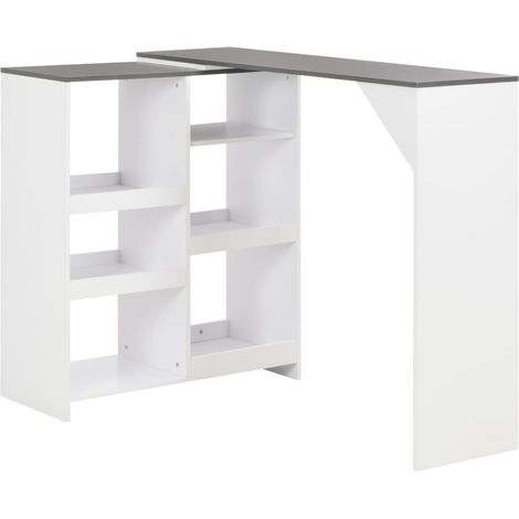 Table haute mange debout bar bistrot avec tablette amovible blanc 138 cm