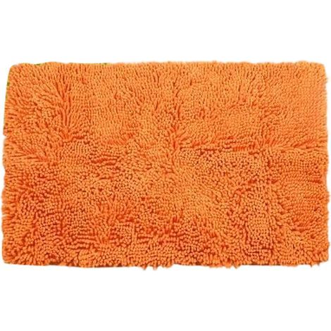 Tapis de salle de Bain Devant Baignoire Absorbant Antidérapant Tapis d’entrée Chambre Toilette Cuisine Shaggy 40x60 cm (Orange) (1/5)