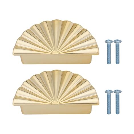 Lot de 2 Poignées d'armoire en Alliage de 2,52 Pouces Pièce de Rechange 64 mm Poignée de Tasse Poignées de Tiroir Adaptées Aux Meubles de Commode Armoire Porte de Cuisine Or