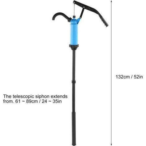 Pompe À Baril À Levier - Débit 40-60 L/min - Siphon Télescopique 61-89 cm - Longueur Totale 132 cm - 1 Pièce (1/4)