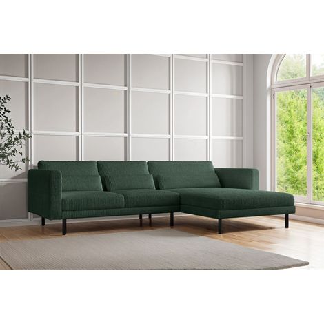 Ecksofa Designersofa AGADA in Stoff Poso Grün Ottomane Rechts (1/2)
