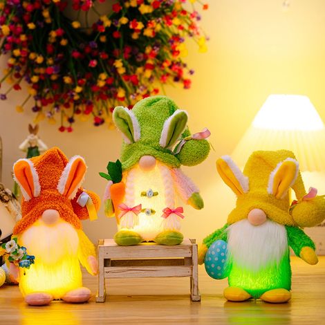 Gnome - Lapin De Pâques Sans Visage Avec Lumière LED - Décoration De Printemps Pour Intérieur - 24 cm - 1 Pièce (1/5)
