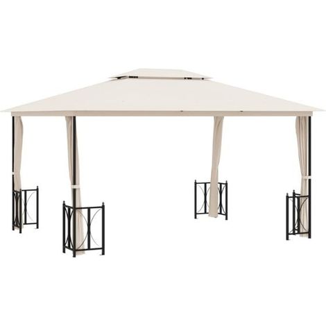 Gazebo à double paroi et toit, 3 x 4 mètres, couleur crème (1/5)