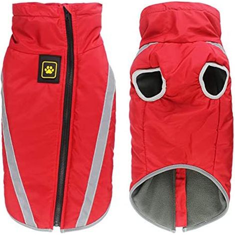 Manteau Chien Hiver - Imperméable Polyester avec Doublure Polaire - Protection Vent Pluie - Ouverture pour Harness - Pour Chiens Moyens et Petits (1/5)