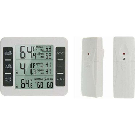 De 1 Thermomètre mesure Frigo Congelateur, XU, Réfrigérateur sans avec 2 Capteurs, Alarme Sonore, Min/Max, In/Extérieur pour Maison Cuisine Restaurant KZQ - KZQ (1/4)