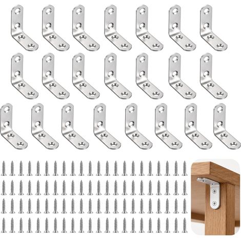 Équerres de Fixation Inox en L 40 x 40 mm avec 88 Vis, Lot de 22 (1/5)