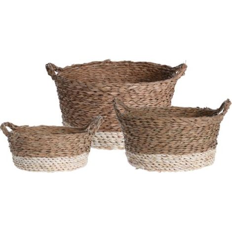 Set 3 Capazos Esparto Bicolor Kr2000860 KOOPMAN