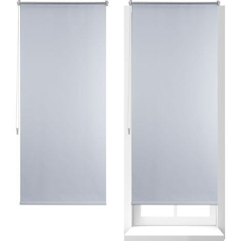 2x Tenda a Rullo Oscurante, 70x160 cm, Tendina Termica, Isolante, Adesiva, Senza Fori, per Finestre, Bianca
