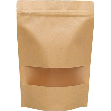 100pièces Lot De Pochettes Kraft Auto-adhésives Avec Fenêtre Sacs De Conservation Alimentaire Réutilisables Étanches Et Résistants Format Pour Café Fruits Secs Et Snacks 1510cm (1/5)