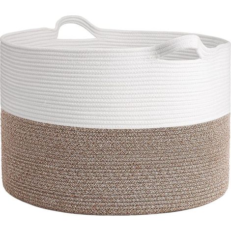 1 Panier à linge tressé, Coton, 55x35x55 cm, Poignée renforcée, Capacité 83L, Chambre enfant (1/5)
