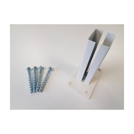 Kit Platine pour Poteau Carré de Portillon Barreaudé ou Premium Blanc + Visserie