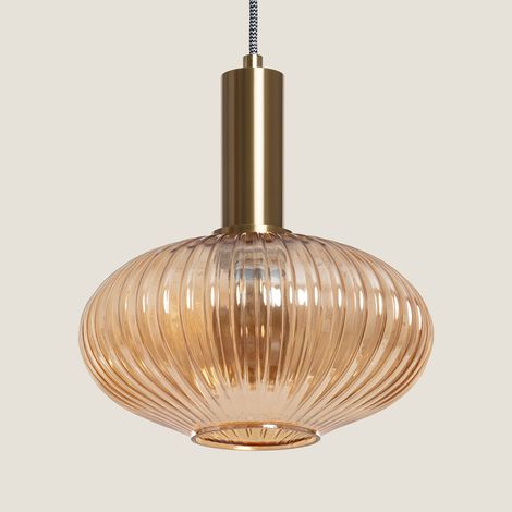 Lampada a Sospensione Vetro Basile Oro (1/5)