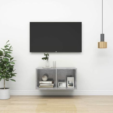 Mueble de pared para TV aglomerado gris hormigon 37x37x72 cm (1/5)