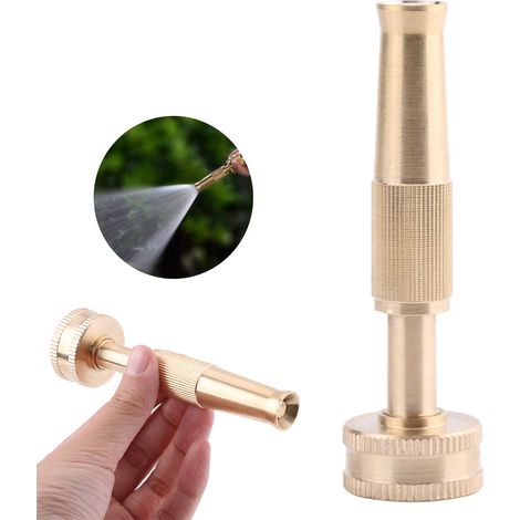 Pistola de agua de latón de alta presión ajustable, boquilla duradera para manguera de jardín, chorro preciso, para lavar y limpiar el coche en el jardín.