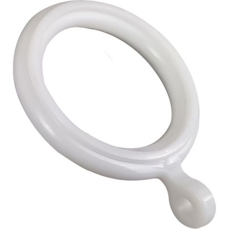 Set de 20 anneaux et crochets en plastique blanc de 34 mm pour fenêtres et tringles à rideaux de douche