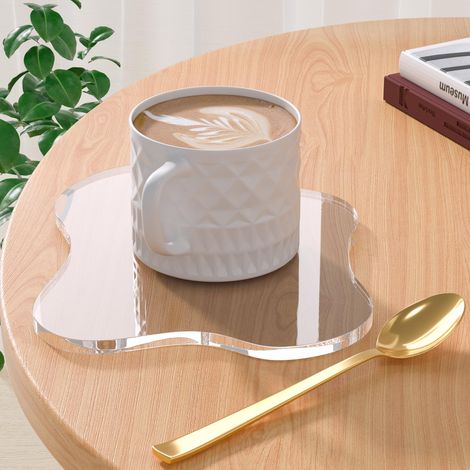 Sottobicchiere decorativo in acrilico, forma irregolare, trasparente a forma di nuvola per tazze da caffè, ideale per proteggere la scrivania e mettere in mostra i tuoi accessori. (Trasparente)