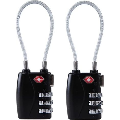 [2 Pack] Cadenas à Bagages, Cadenas de sécurité à 3 Chiffres,sécurité câble Bagages serrures, Serrures à Bagages,Cadenas à Combinaison pour Les valises de Voyage Valise Sac de Bagages