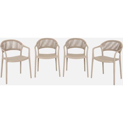 Set 4 sedie da giardino impilabili con effetto corda (1/5)