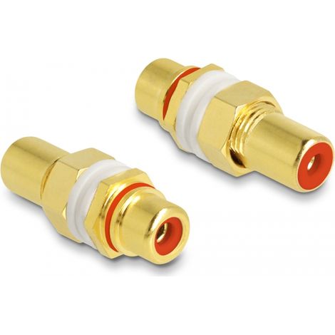 Delock Adaptador de audio RCA hembra a hembra para instalación, anillo rojo