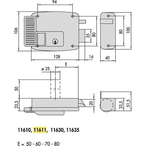 Serratura elettrica Cisa 11611 con elettro-chiusura per applicazione su legno, versione sinistra (1/2)