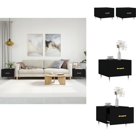Couchtische 2 Stk. Schwarz 50x50x40 cm Holzwerkstoff - Schwarze Couchtische - Holzwerkstoff Couchtisch - Couchtisch Set - Beistelltisch - Wohnzimmerstil (1/5)