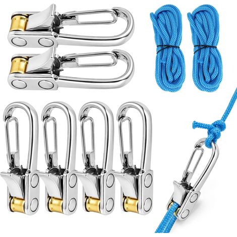 Tendeur de verrouillage pour corde à rouleau, cordon et outil de serrage avec accessoire paracorde et mousqueton, ajusteur rapide pour le camping en plein air, la randonnée, le bateau et l'utilisation (1/5)