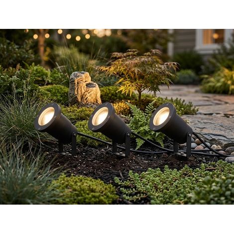 Schwenkbarer Garten Baumstrahler UBANGI 3er Set mit Erdspieß & 5m Anschlußkabel