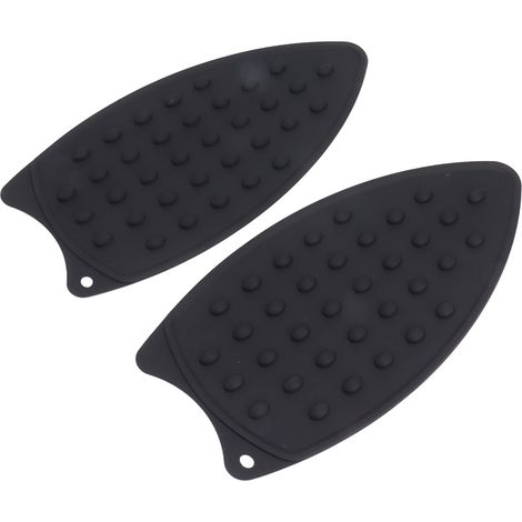 Lot de 2 tapis de repassage en silicone résistants aux chocs et à la chaleur, pour fers et planches à repasser, noir. (1/5)