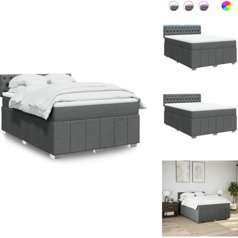 Sommier à lattes de lit avec matelas Gris foncé 160x200cm Tissu - Sommier À Lattes De Lit - Sommiers À Lattes De Lit - Lit - Meuble De Chambre À Coucher (1/5)