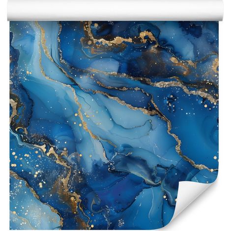 Papier peint bleu encre, bleu marine, turquoise et graphite 50x1000 cm (1/5)
