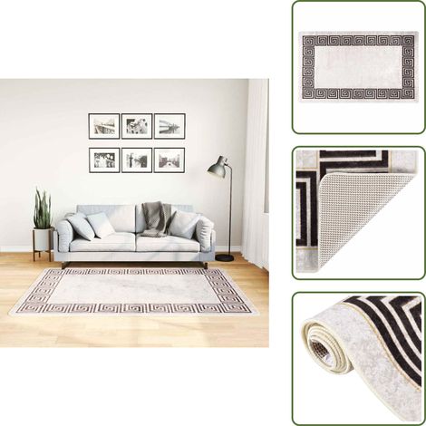 Tappeto per casa - vidaXL Tappeto Lavabile 120x180 cm Beige Chiaro Antiscivolo - Tappeto in velluto