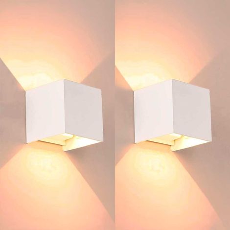 Axis Square - 2 Apliques de pared Iluminación LED Exterior para Terrazas, Jardines y Balcones ON/OFF 3000K en Color Blanco (1/5)
