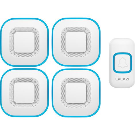 Sonnette 300M Gamme Smart LED Door Bell 38 Carillons 4 Volume,Blanc-1 bouton 4 sonnette