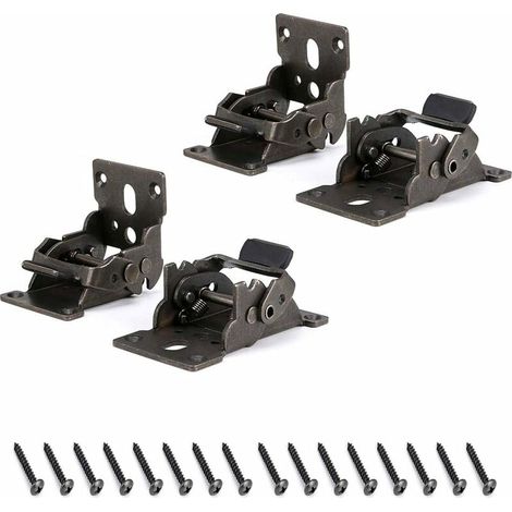 4 Pcs Charnière pliante autobloquante 180, support pliable, verrouillage automatique extension table en tôle d'acier, pour tables de salle à manger, bureau d'ordinateur, armoires