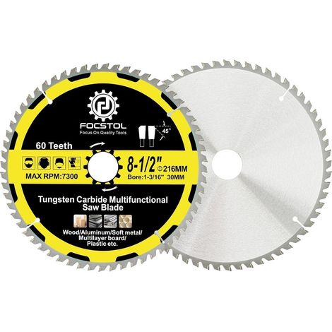 Kreissägeblatt Holz 216mm 60 Zähne Aluminium Kunststoff 216mm 2 (1/5)