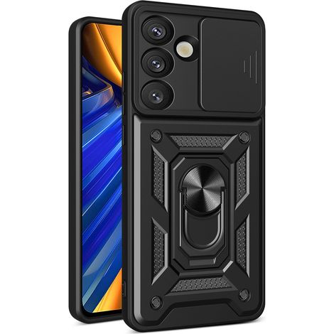 Custodia Hybrid Armor Camshield con supporto e copertura per fotocamera per Samsung Galaxy S25 Edge - Nera (1/5)