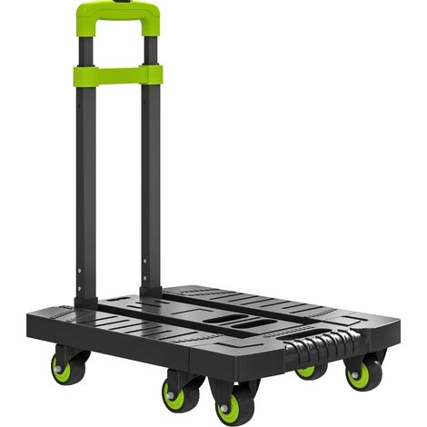 Diable pliable 200 kg à 6 roues, plateforme extensible, poignée réglable 3 hauteurs, format compact 48 x 35 x 15 cm, vert, pour déménagement - CHICFURN (1/5)
