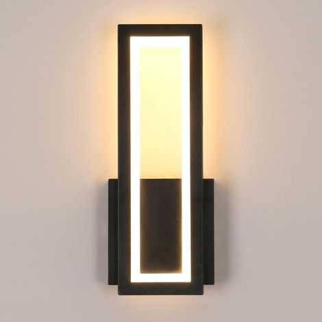 Applique murale LED d'intérieur, 16 W, 2000 lm, en acrylique noir moderne, lumière blanc chaud 3000 K, convient aux chambres, salons, couloirs, cages d'escalier, 32 cm [Classe énergétique E] (1/5)