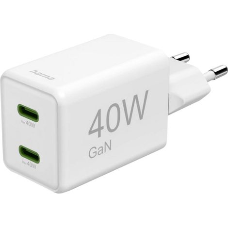 Hama Schnellladegerät 40W GaN 2x USB-C Super-Mini (1/5)