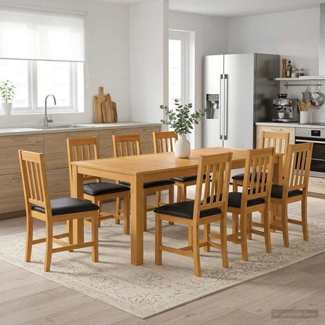 vidaXL Ensemble de salle à manger 9 pc Noir Bois de chêne massif (1/5)