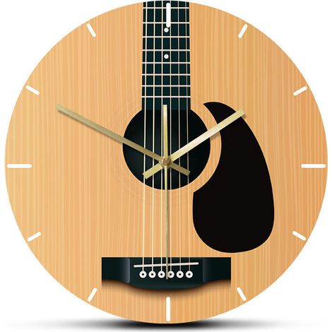 Horloge murale guitare de style moderne et épuré, idéale pour la décoration de la cuisine, du salon et de la chambre. (1/4)