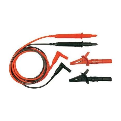 CLIFF CIH29890 JUEGO DE CABLES DE PRUEBA DE SEGURIDAD [ 4 MM BANANA - PUNTA DE PRUEBA] 1,50 M ROJO, NEGRO